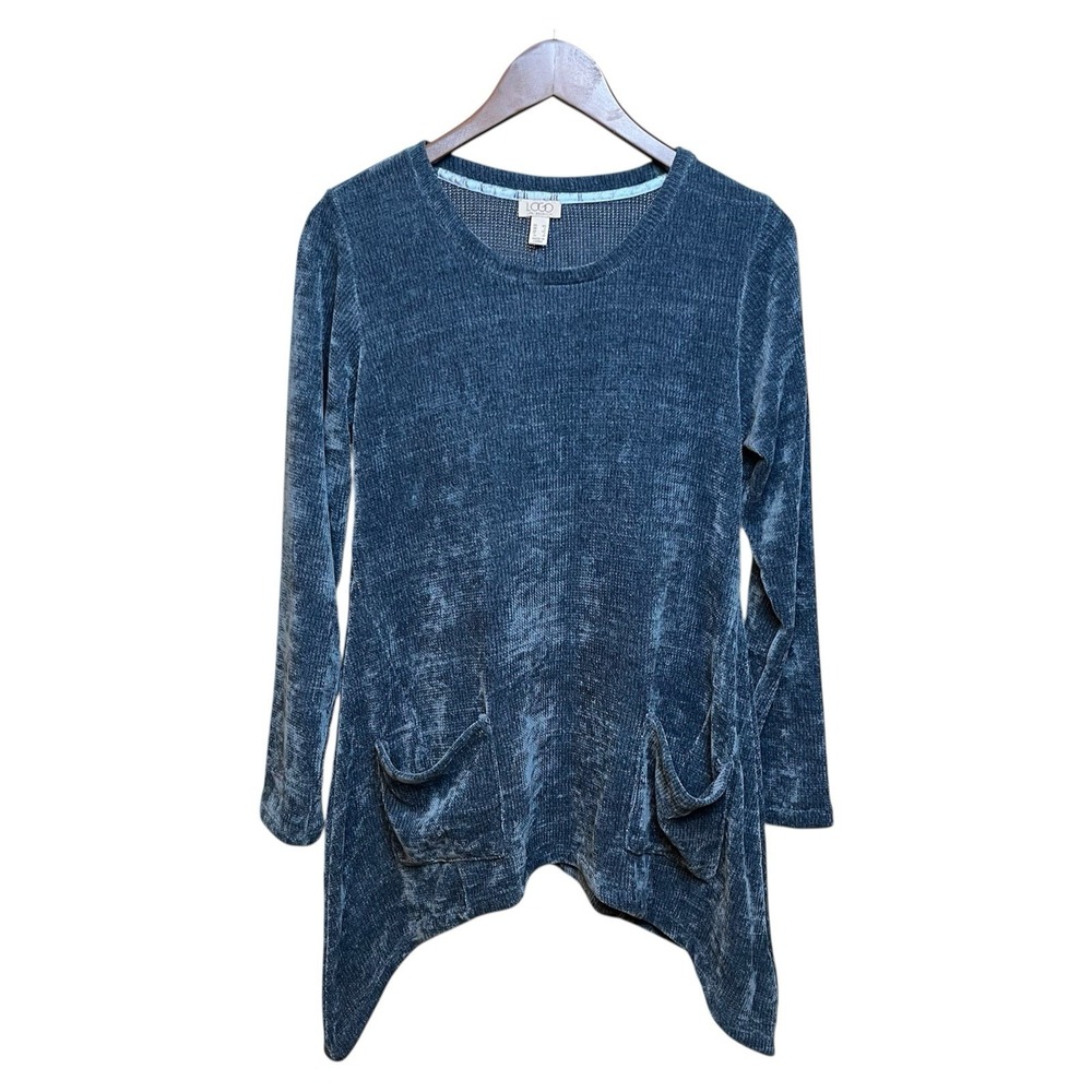 LOGO‎ Lori Goldstein Chenille Sharkbite Sweater XS